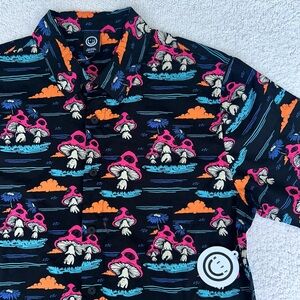 Neff shirt retro shroom print mushroom men’s medium black pink orange ccotton